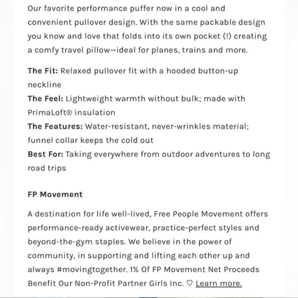 Free People Movement Pippa Packable Pullover Puffer Jacket Teal Coat - Picture 3 of 11